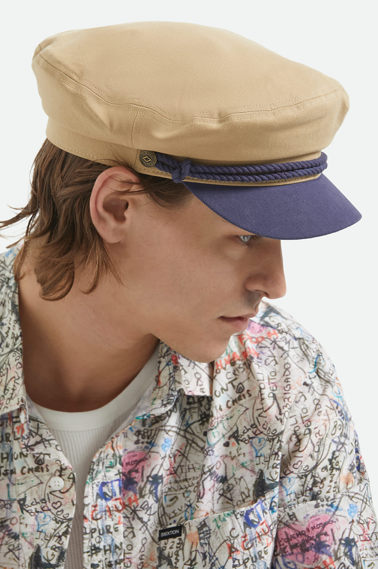 Fiddler Fisherman Cap - Sand/Washed Navy - Image 9