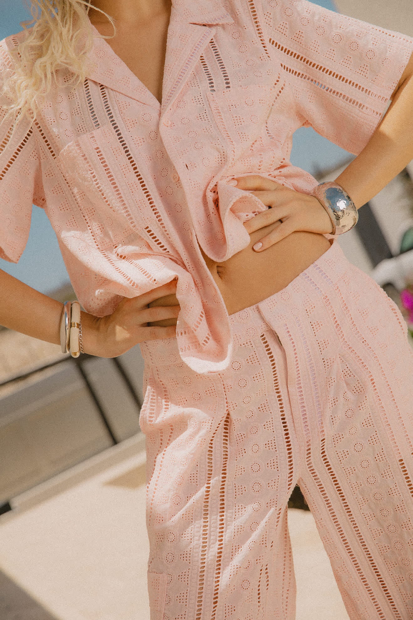 The Mercer Wide Leg Trouser Pant - Chalk Pink - Image 8