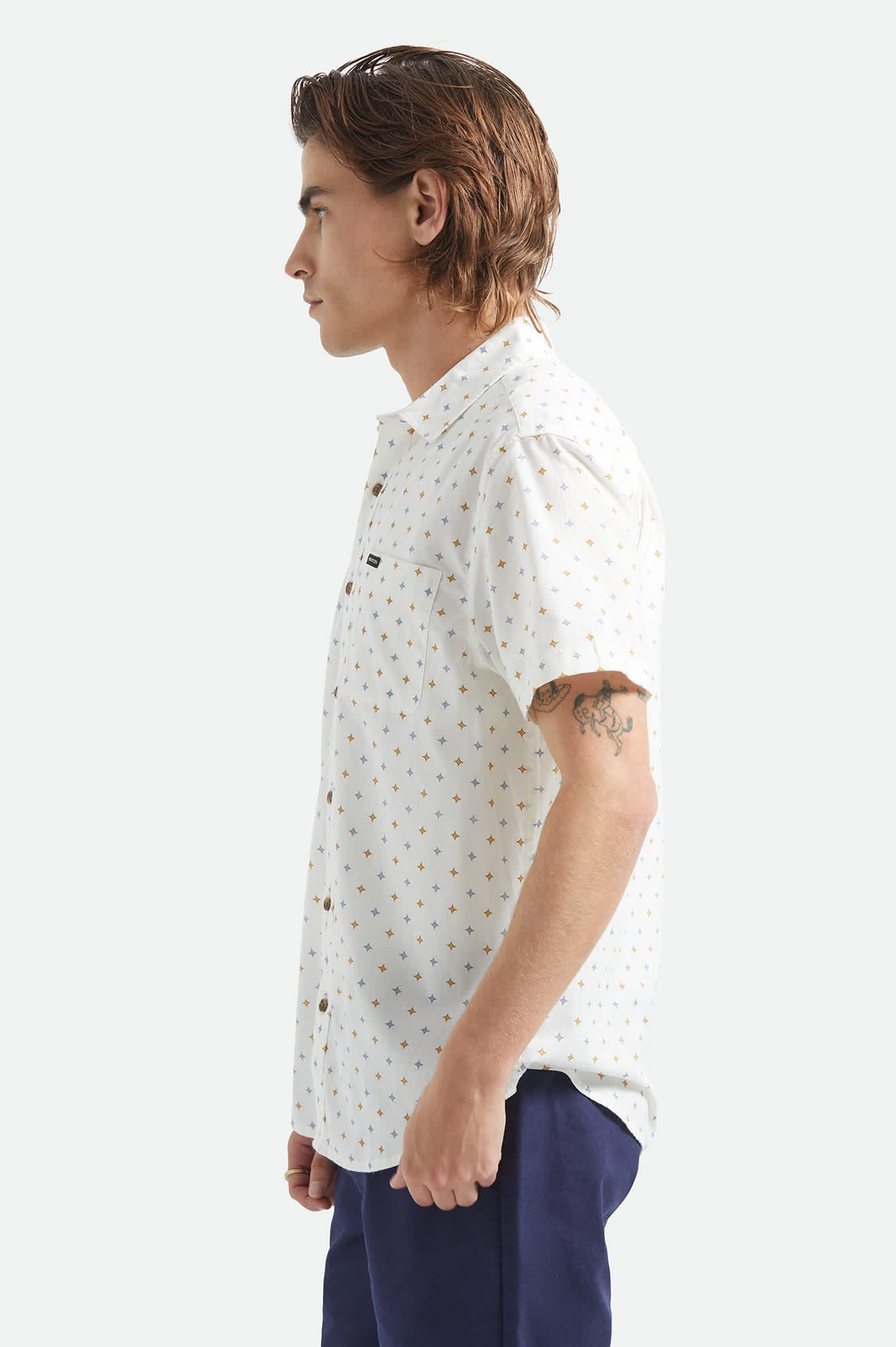 Charter Print Short Sleeve Shirt - Off White/Multi Diamond Tile - Image 3