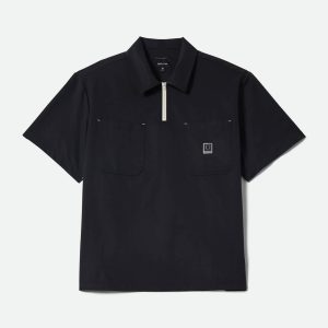 Journey Lightweight 1/2 Zip Cropped Short Sleeve Shirt - Black