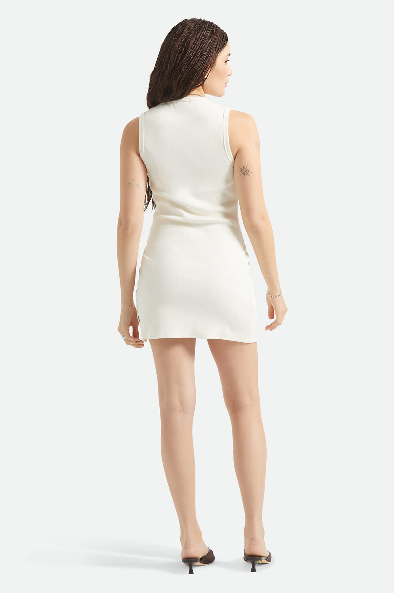 Ribbed Cinch Mini Dress - Off White - Image 4