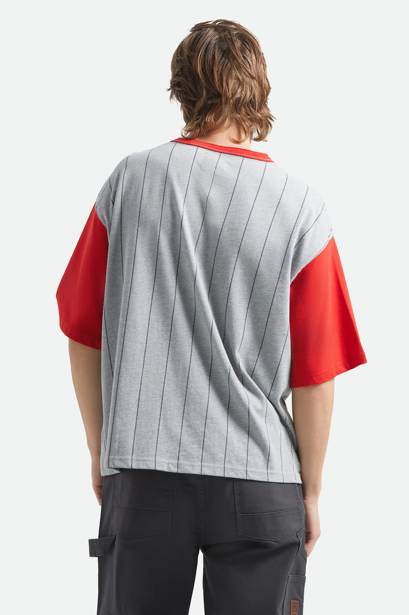Boxy Short Sleeve Baseball T-Shirt - Heather Grey/Adrenaline Rush - Image 4