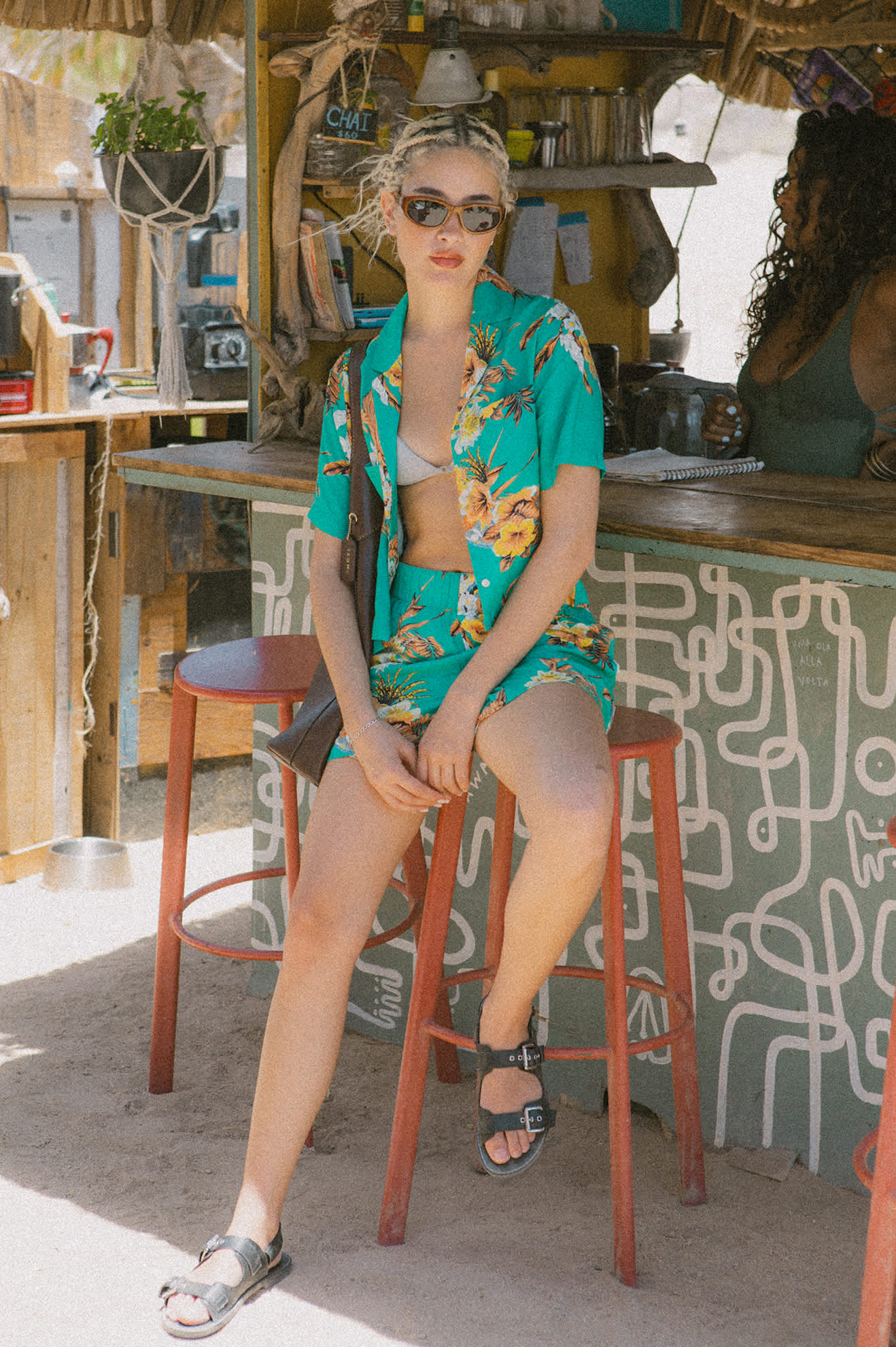 Campos Button Down Shirt - Retro Green Flor Campos - Image 3