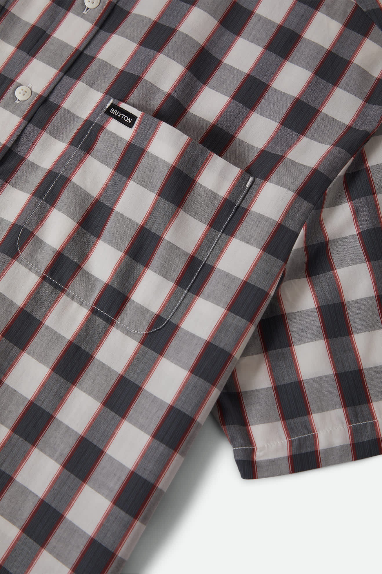 Cru Plaid Short Sleeve Shirt - Black/Off White/Red - Image 3
