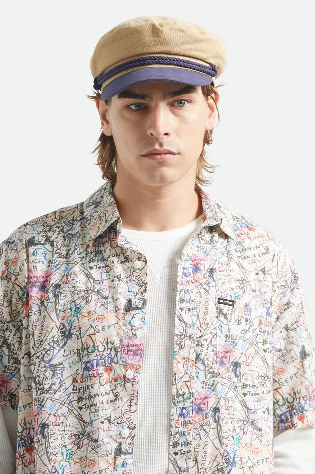 Fiddler Fisherman Cap - Sand/Washed Navy - Image 2