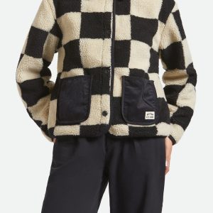 Women's Delilah Sherpa Jacket - Black/Natural Finish Line Checker